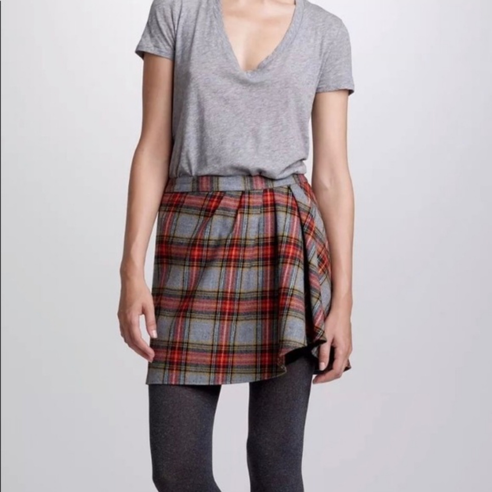 J Crew Mini Skirt Plaid Wool Blend 4 NWT